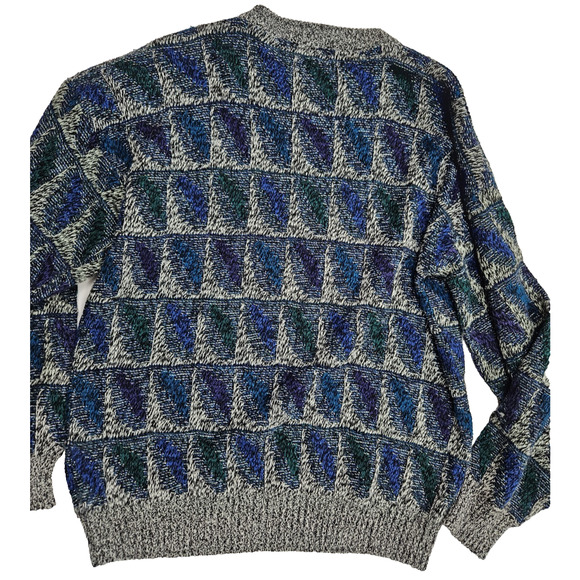 Vintage Knit Sweater Size Large Multicolor Textured grandpacore grandmacore 80s - Picture 6 of 8
